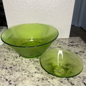 Vintage MCM Federal Glass Norse Limelight Chip & Dip Set Bowl‎